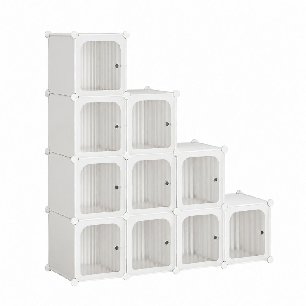 Meuble à chaussures modulable 10 cubes blanc en PP 140 x 140 x 35 cm