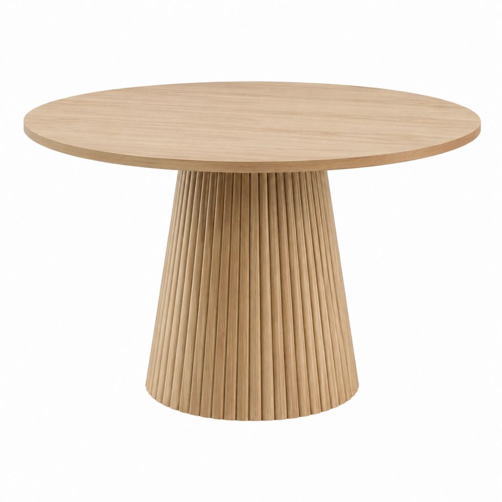 Table à manger ronde chêne clair en MDF plaqué chêne Ø120 x 75 cm