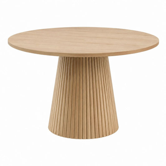 Table à manger ronde chêne clair en MDF plaqué chêne Ø120 x 75 cm