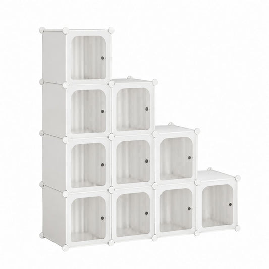 Meuble à chaussures modulable 10 cubes blanc en PP 140 x 140 x 35 cm