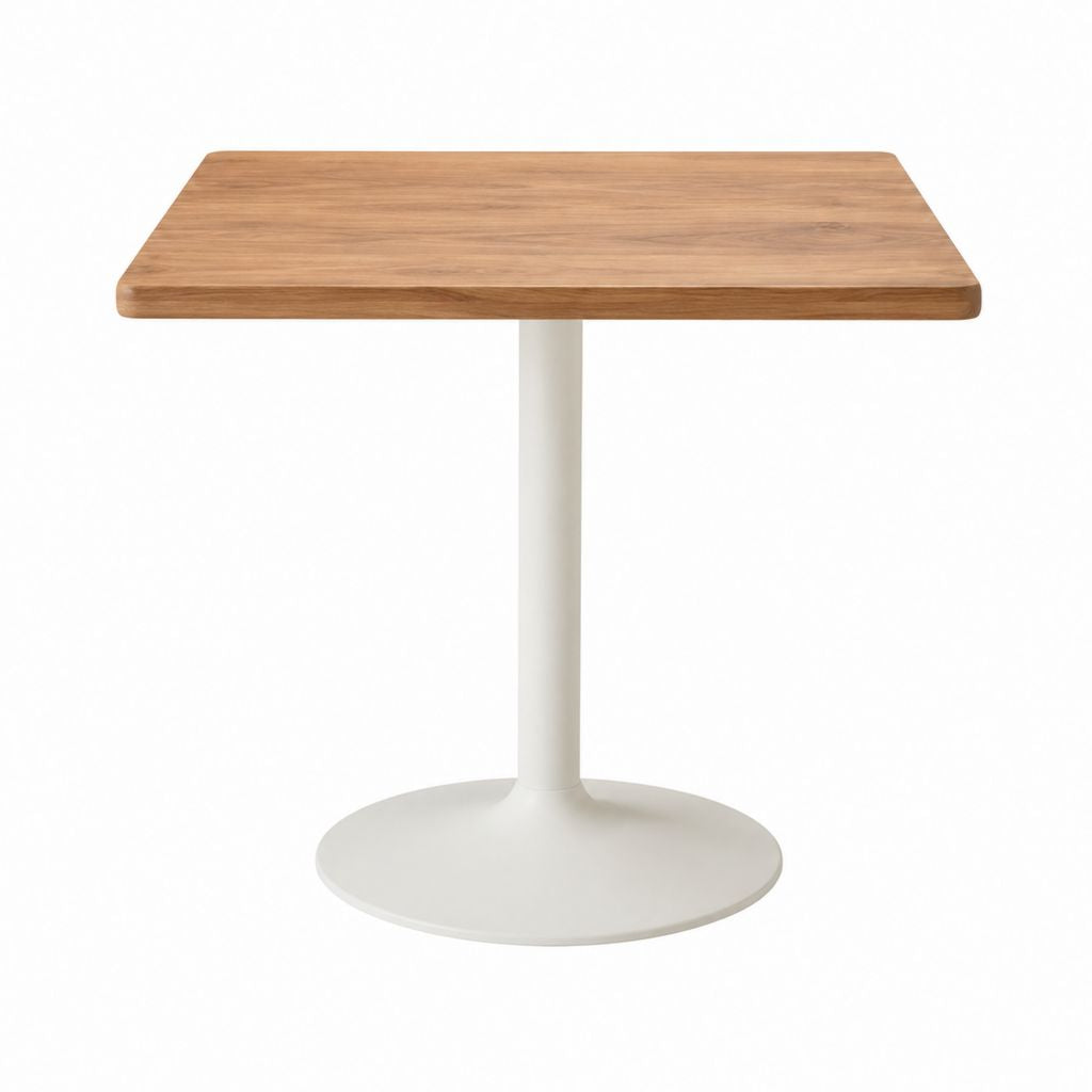 Table à manger carrée noyer et acier blanc 80 x 80 x 75 cm