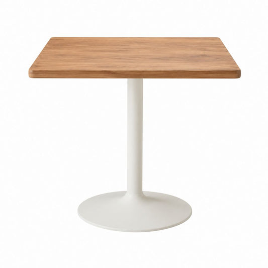 Table à manger carrée noyer et acier blanc 80 x 80 x 75 cm