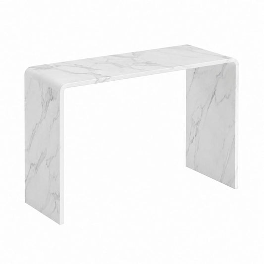 Console rectangulaire blanche effet marbre en panneaux MDF 120 x 40 x 75 cm