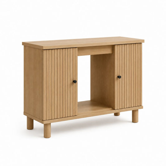 Buffet de cuisine en MDF décor chêne avec 2 portes et niche centrale 90 x 40 x 80 cm