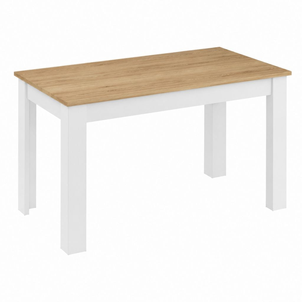 Table à manger rectangulaire blanche et effet chêne en panneaux de particules 120 x 75 x 75 cm