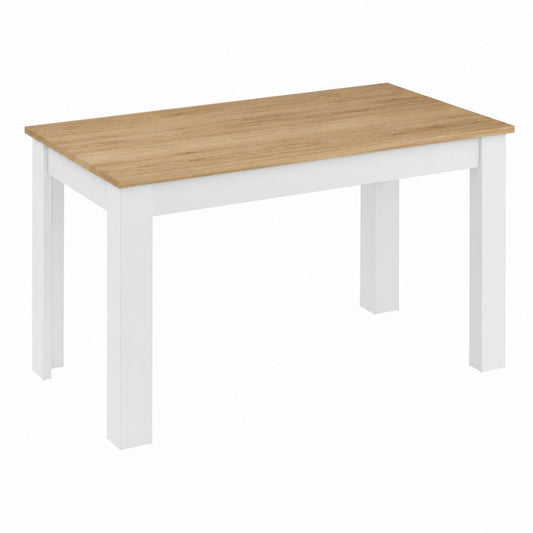Table à manger rectangulaire blanche et effet chêne en panneaux de particules 120 x 75 x 75 cm