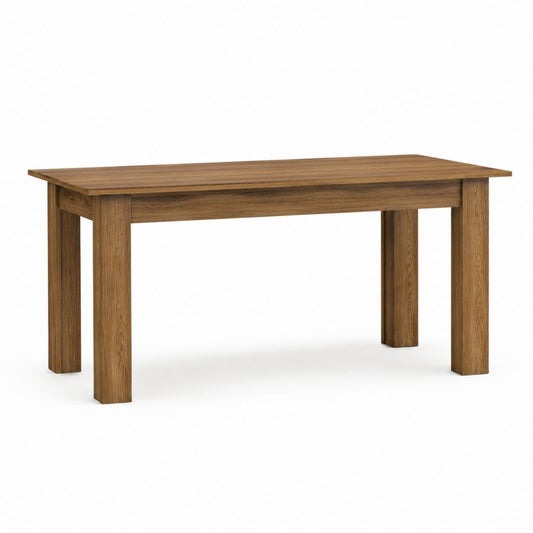 Table à manger rectangulaire marron en bois d'hévéa massif 140 x 80 x 75 cm