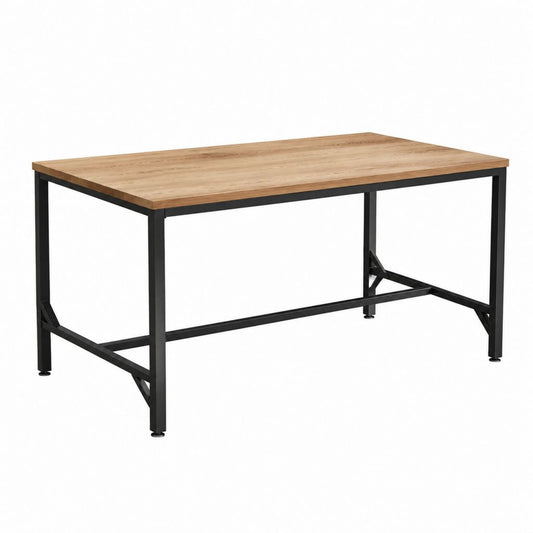 Table à manger rectangulaire chêne naturel et acier noir 120 x 60 x 75 cm