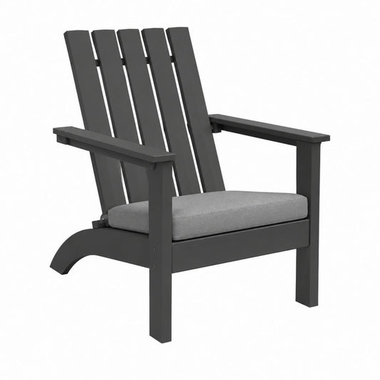 Fauteuil de jardin Adirondack gris anthracite en PEHD avec coussin 77 x 83 x 92 cm