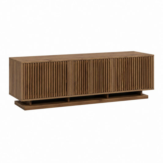 Meuble TV à 3 portes coulissantes noyer en MDF plaqué noyer 180 x 40 x 60 cm
